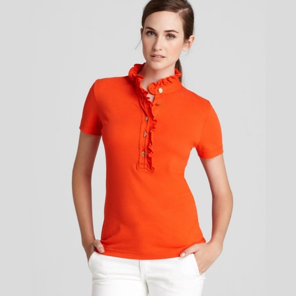 tory burch ruffle polo